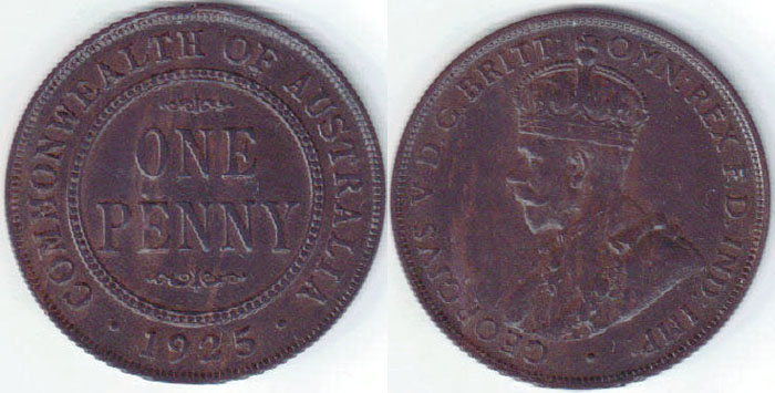 1925 Australia Penny KEYDATE (aVF) A000993